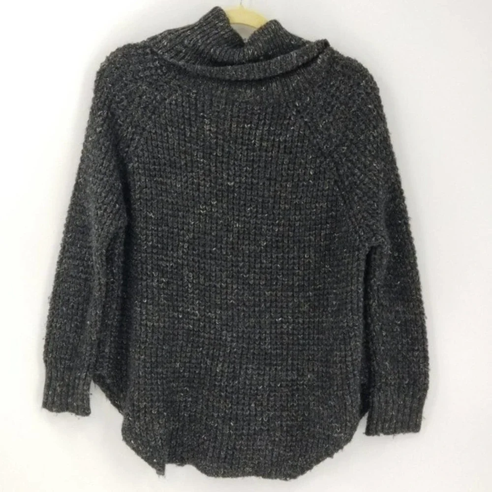 Free People Black Dylan Tweedy Cowl Neck Chunky Knit Sweater Size Small